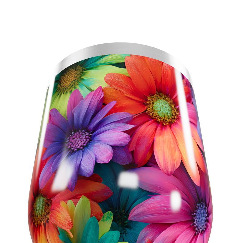 Copo Térmico Slim - Flores Coloridas Inox