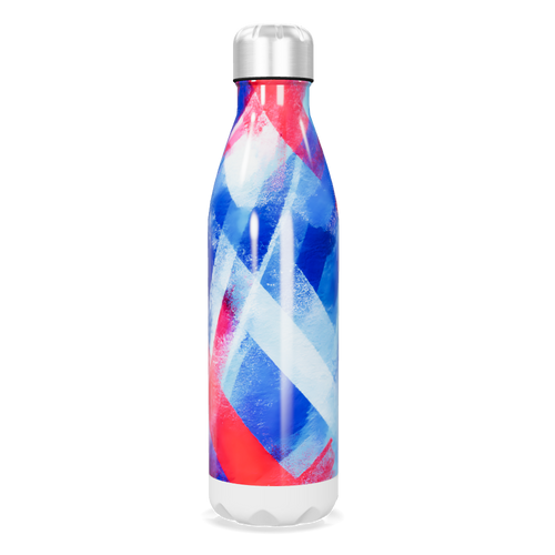 Garrafa Inox - Design Colorido Azul e Vermelho
