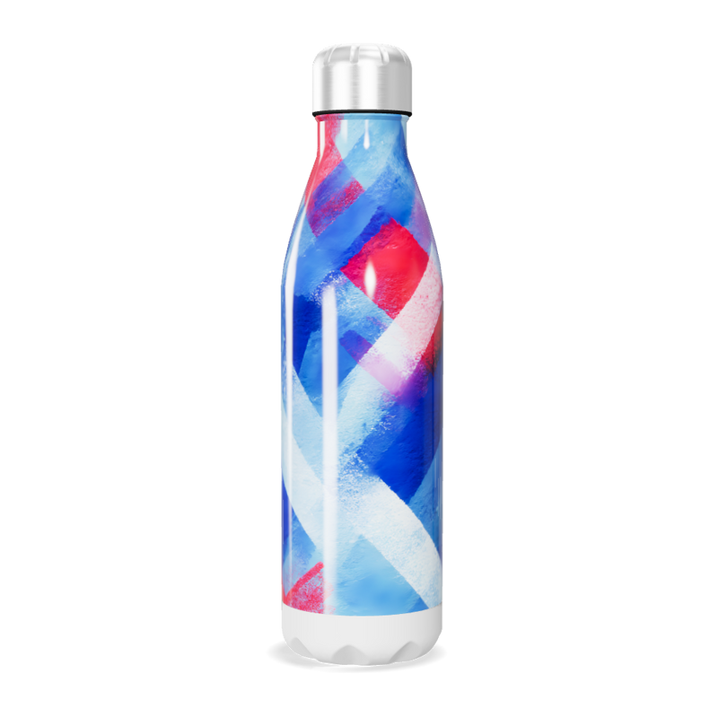 Garrafa Inox - Design Colorido Azul e Vermelho