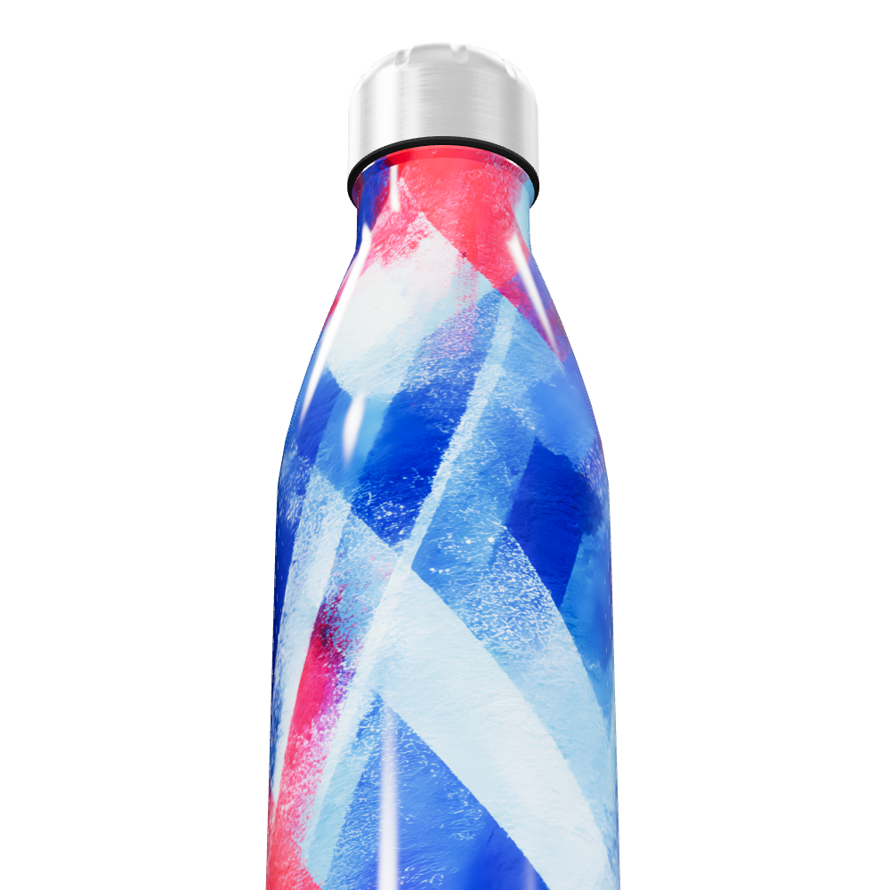 Garrafa Inox - Design Colorido Azul e Vermelho