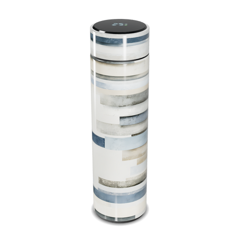 Garrafa Térmica Touch Listrada Azul e Cinza