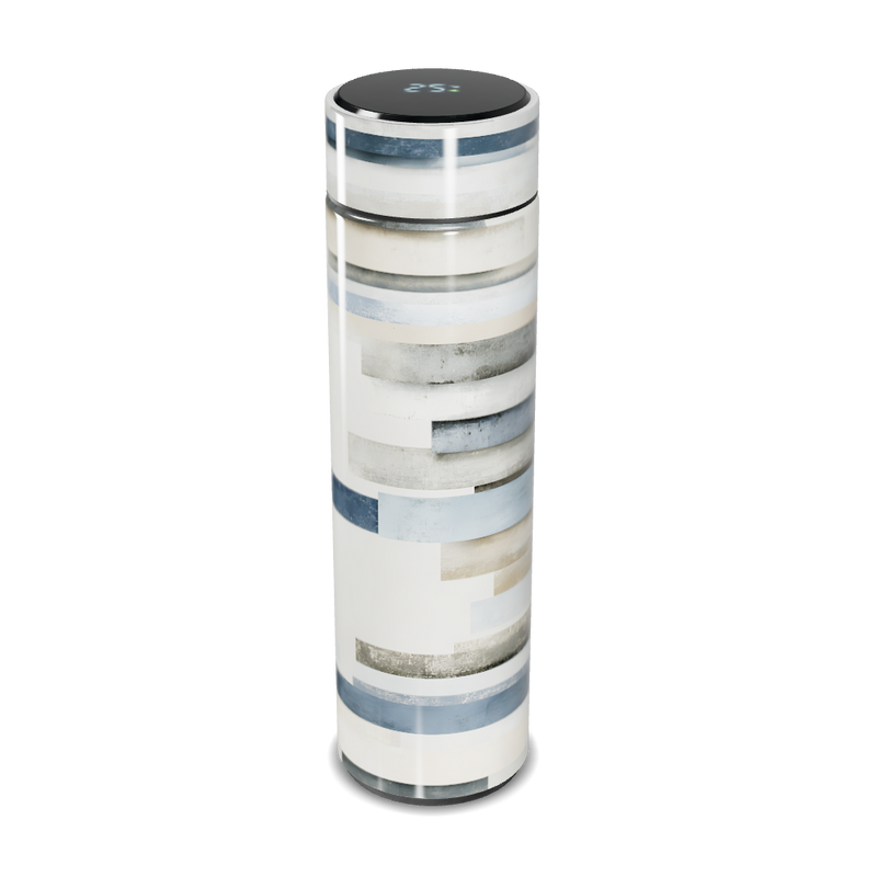 Garrafa Térmica Touch Listrada Azul e Cinza