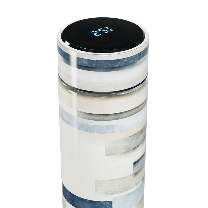 Garrafa Térmica Touch Listrada Azul e Cinza