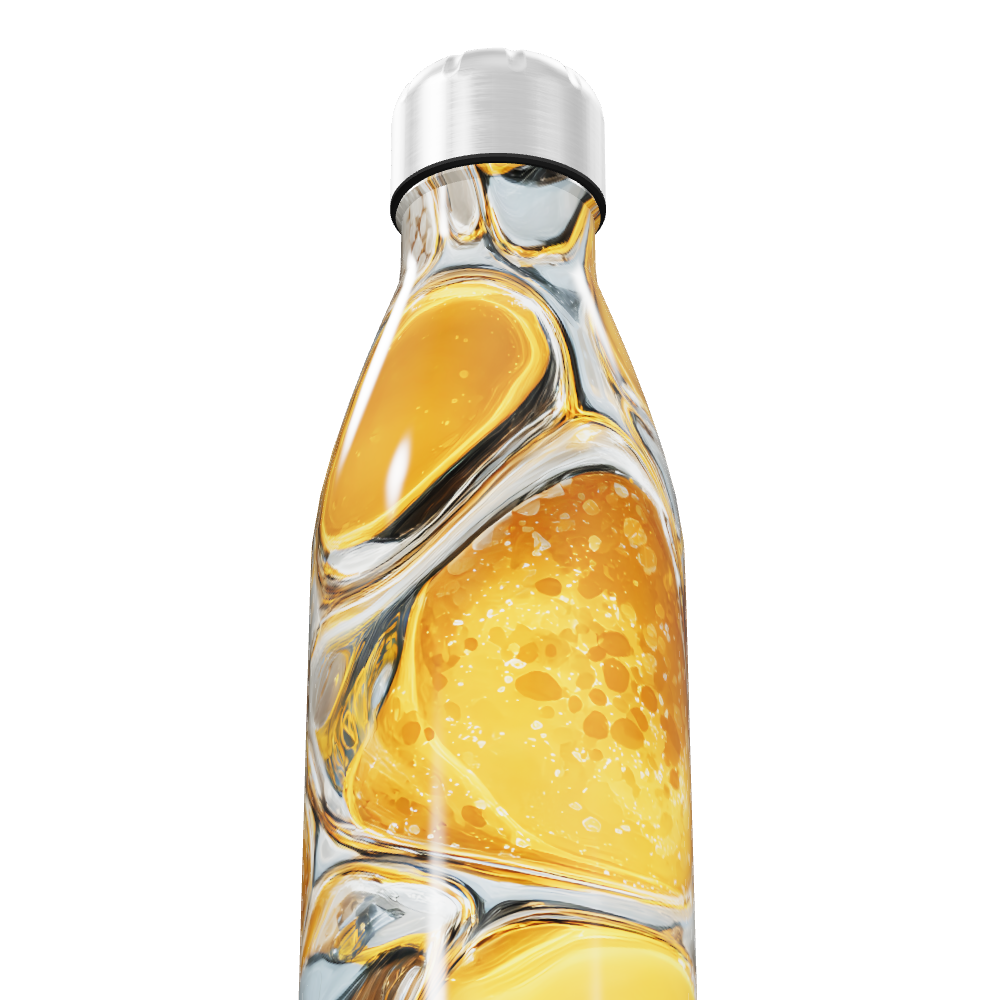 Garrafa Inox - Estampa Abstrata Amarela