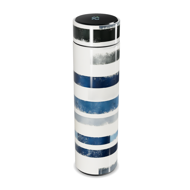 Garrafa Térmica Touch - Listrada Azul e Branca