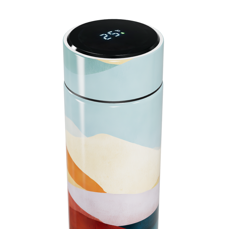 Garrafa Térmica Touch - Estampa Ondas Coloridas