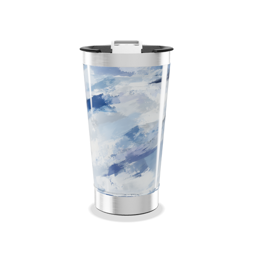 Copo Térmico - Estampa Azul e Branco