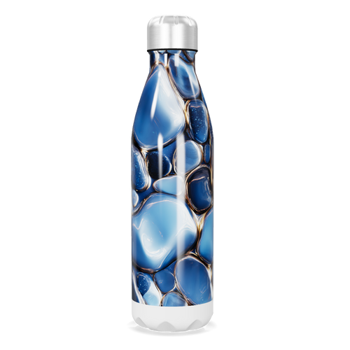 Garrafa Inox - Azul com Estampa Abstrata