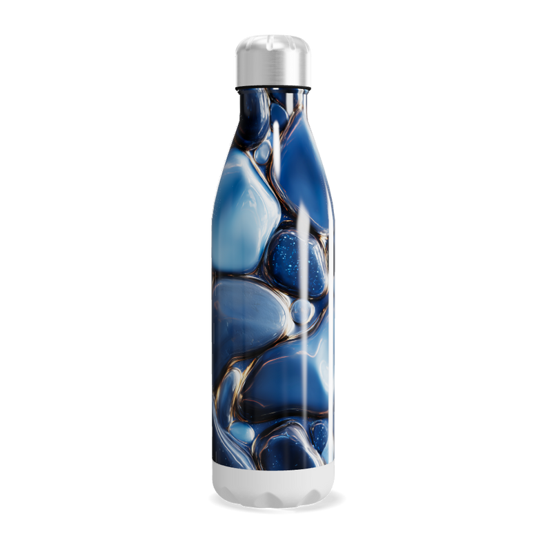 Garrafa Inox - Azul com Estampa Abstrata