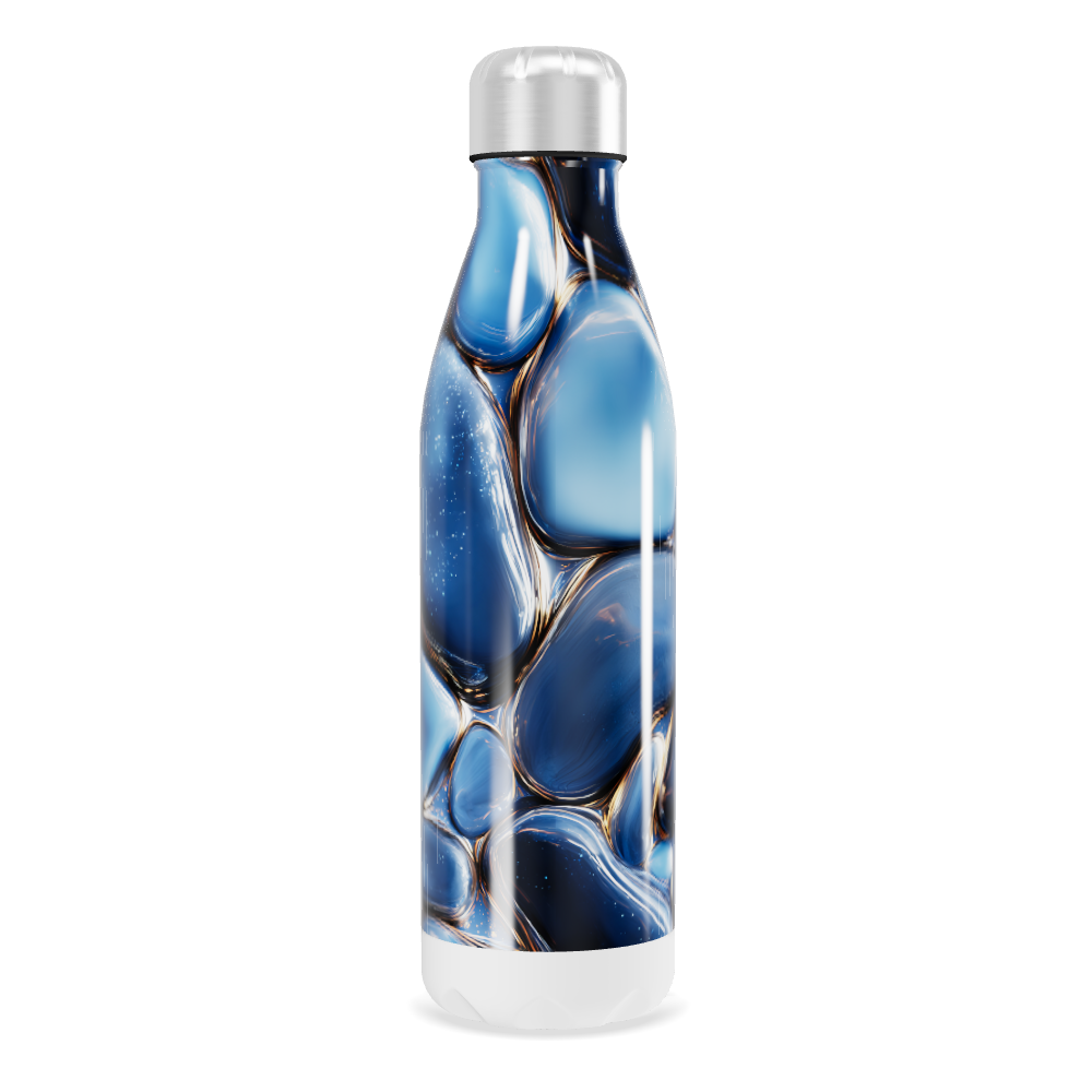 Garrafa Inox - Azul com Estampa Abstrata