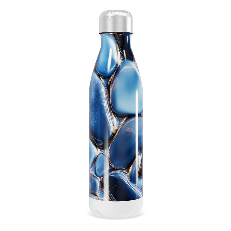 Garrafa Inox - Azul com Estampa Abstrata