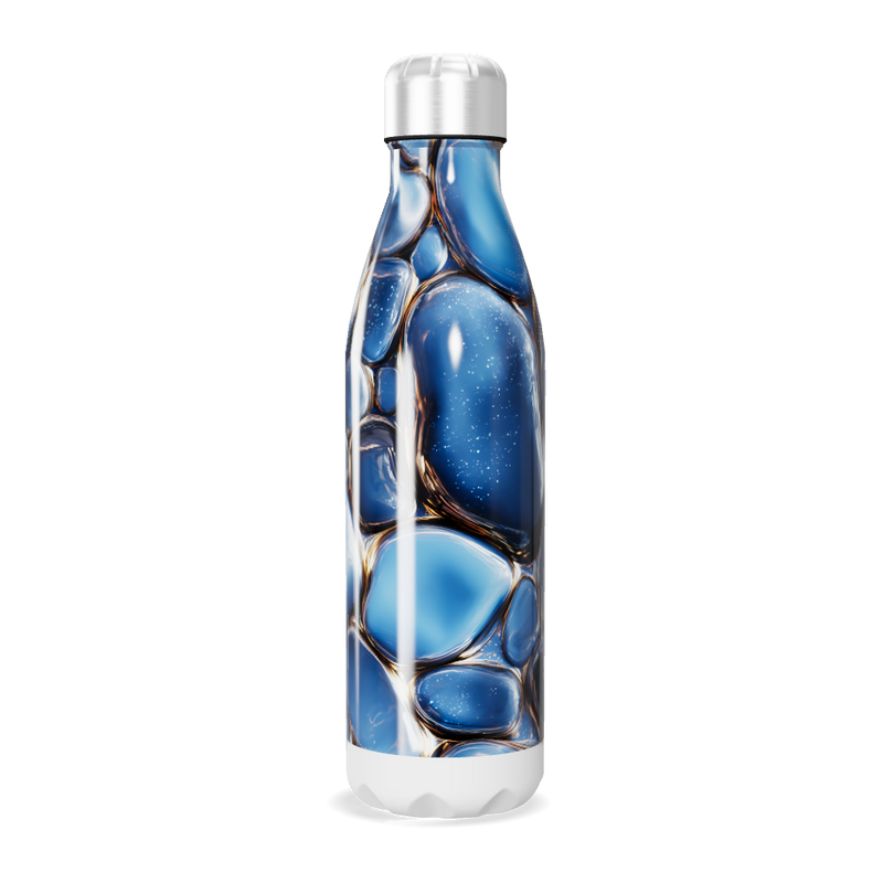 Garrafa Inox - Azul com Estampa Abstrata