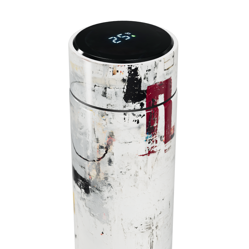 Garrafa Térmica Touch - Estampa Abstrata Branca