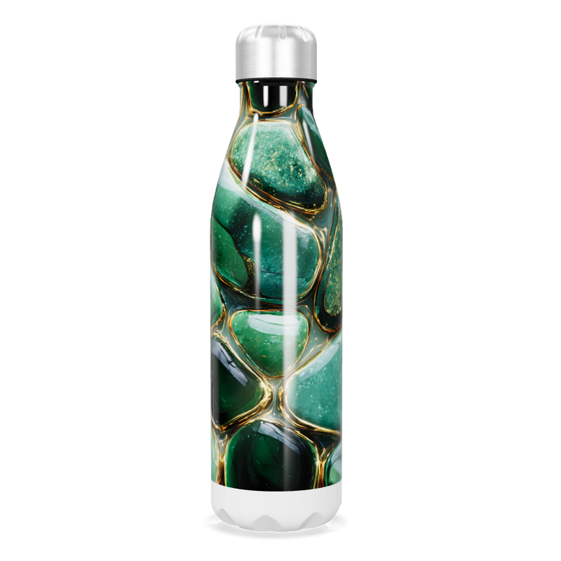 Garrafa Inox - Verde com Estampa Abstrata