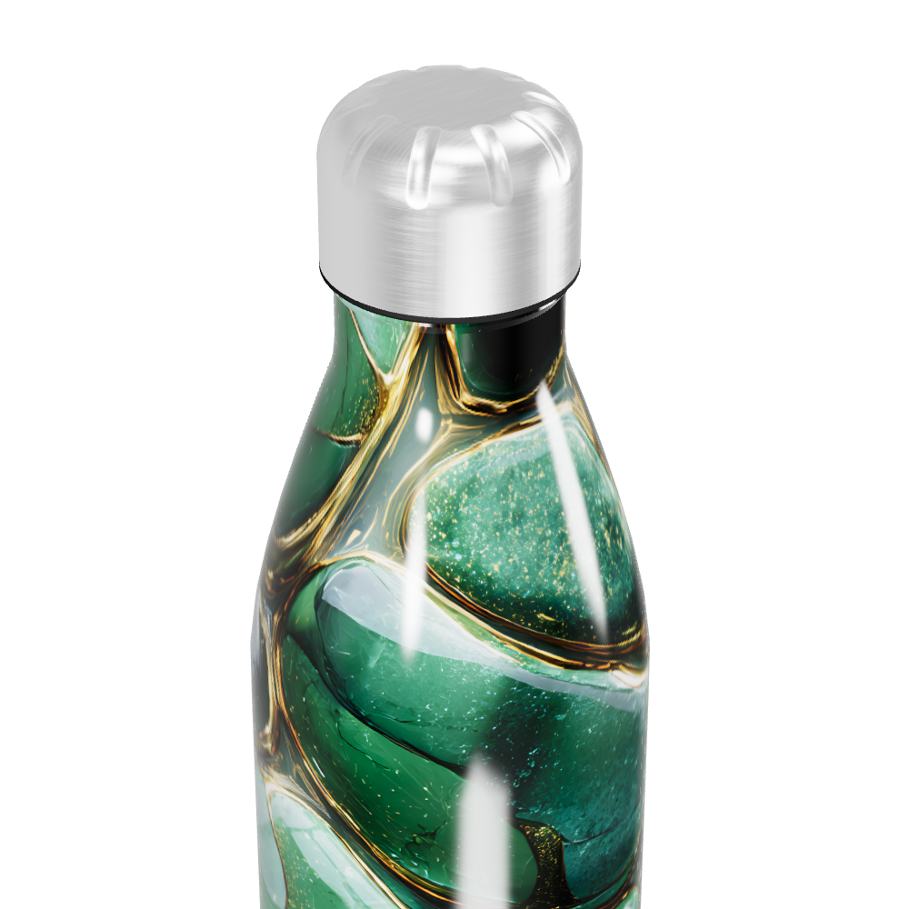 Garrafa Inox - Verde com Estampa Abstrata