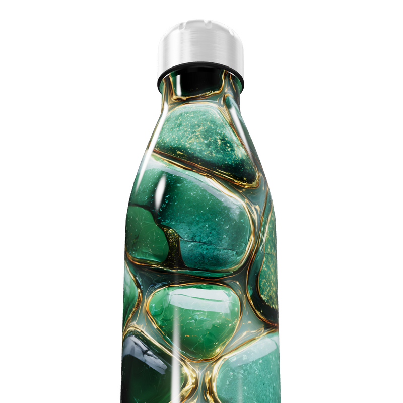 Garrafa Inox - Verde com Estampa Abstrata