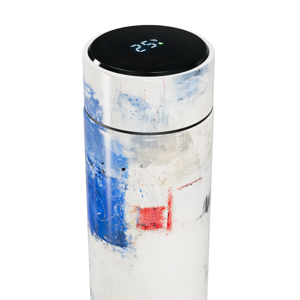 Garrafa Térmica Touch - Design Abstrato Branco