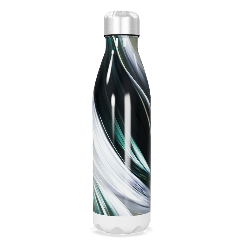 Garrafa Inox - Design Espiral Preto e Branco