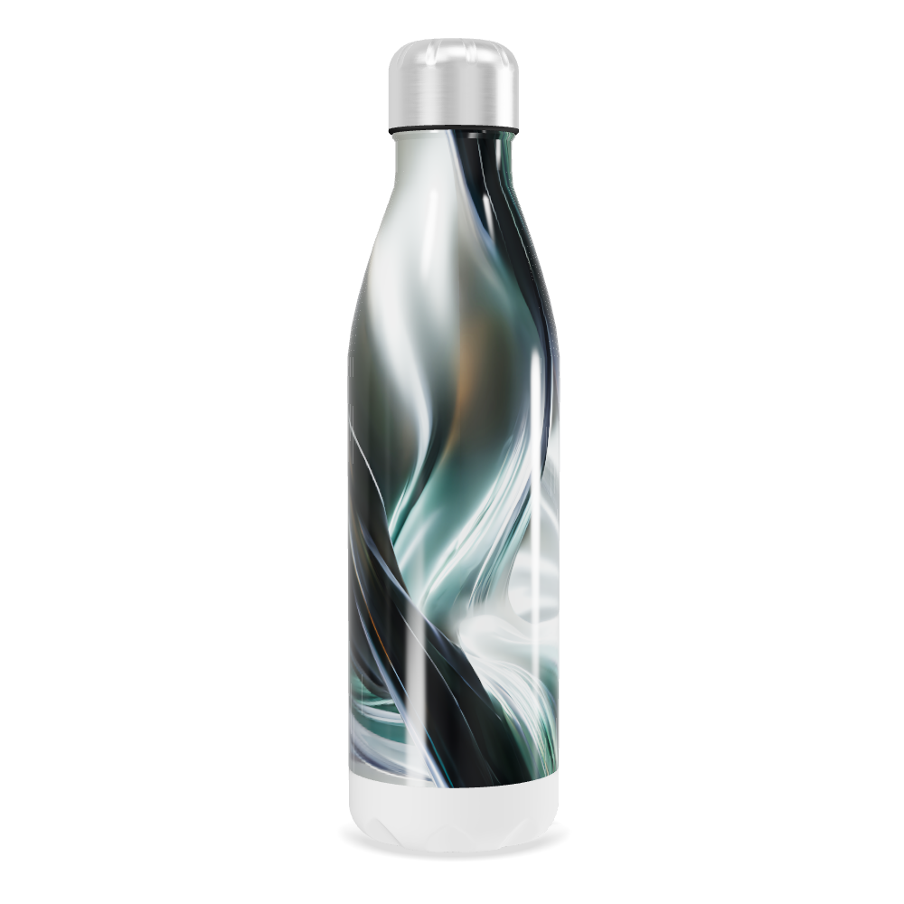 Garrafa Inox - Design Espiral Preto e Branco