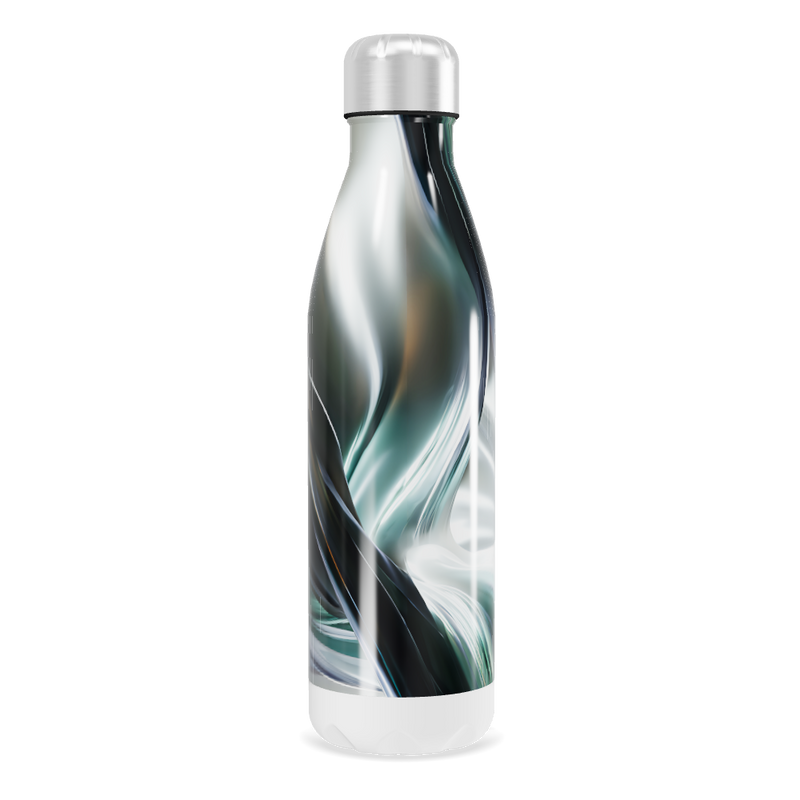 Garrafa Inox - Design Espiral Preto e Branco