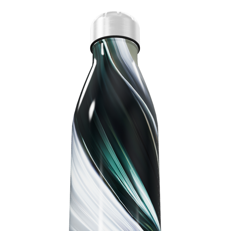 Garrafa Inox - Design Espiral Preto e Branco