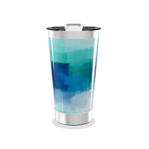 Copo Térmico - Azul com Padrão Artístico