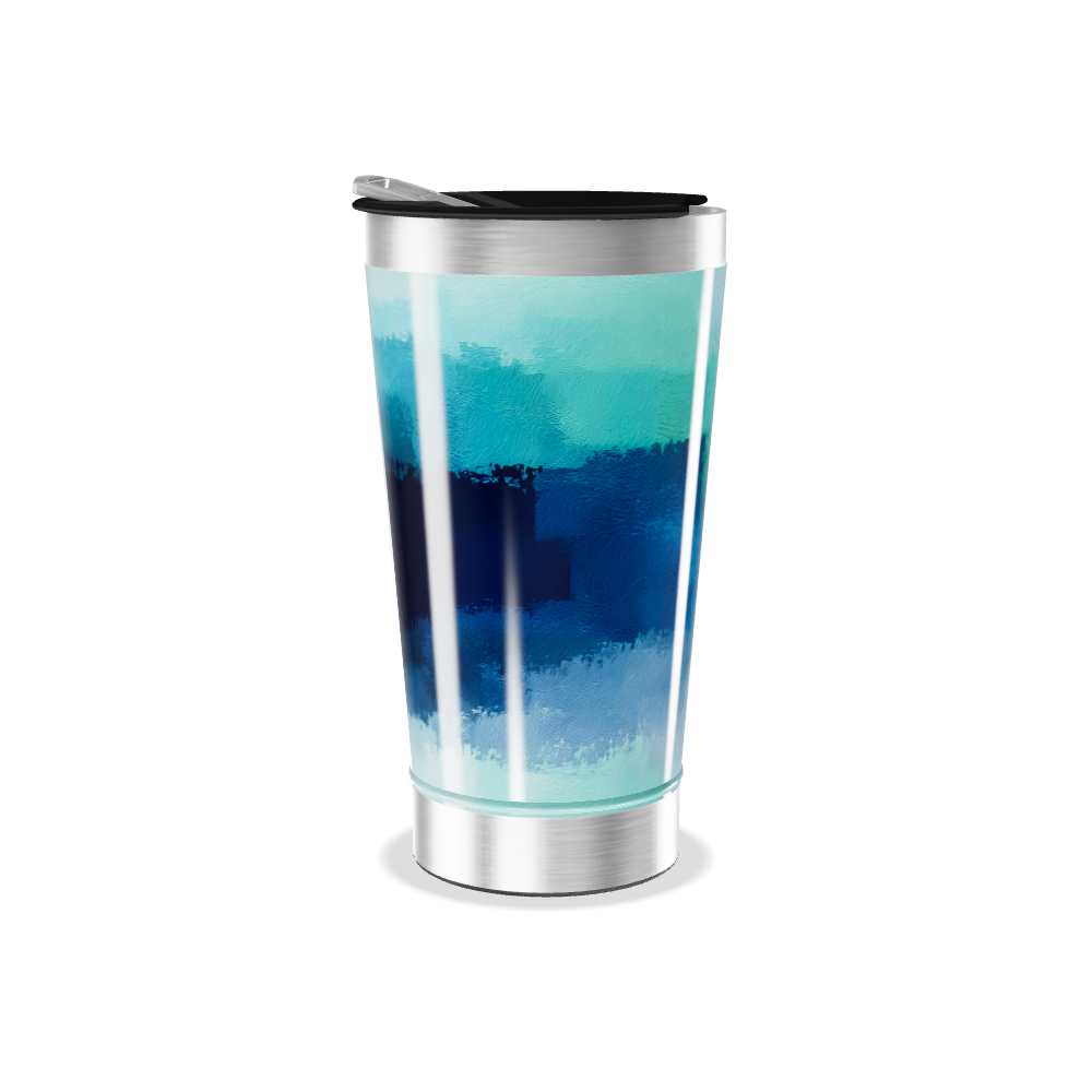 Copo Térmico - Azul com Padrão Artístico