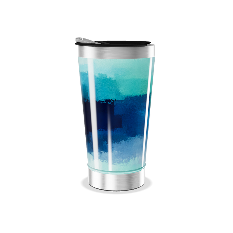 Copo Térmico - Azul com Padrão Artístico