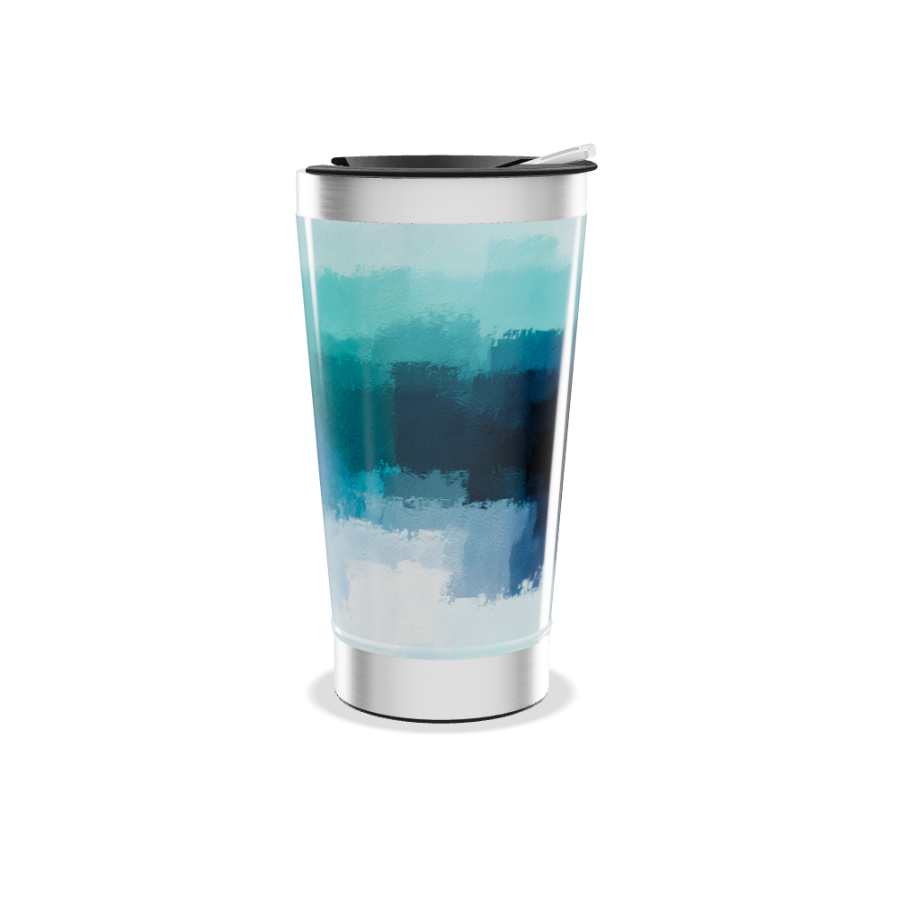 Copo Térmico - Azul com Padrão Artístico