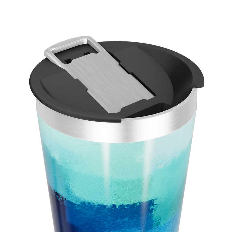 Copo Térmico - Azul com Padrão Artístico