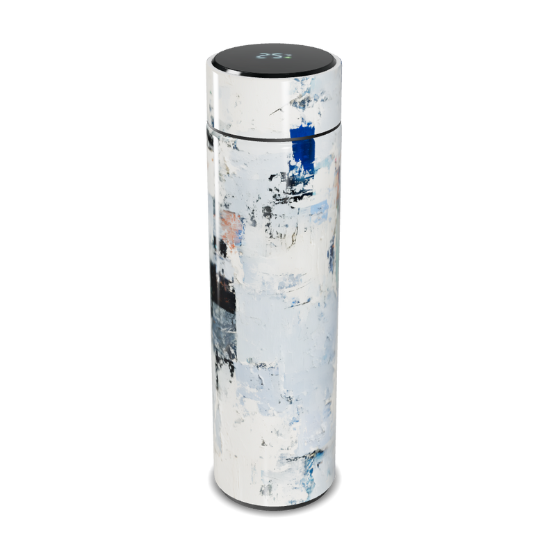 Garrafa Térmica Touch - Design Abstrato Branco