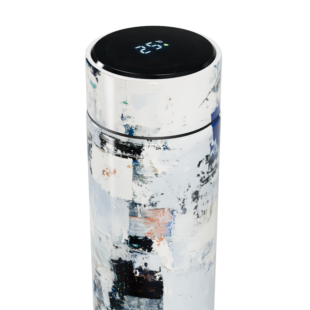 Garrafa Térmica Touch - Design Abstrato Branco