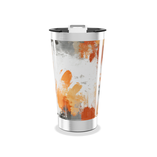 Copo Térmico - Estampa Abstrata Laranja