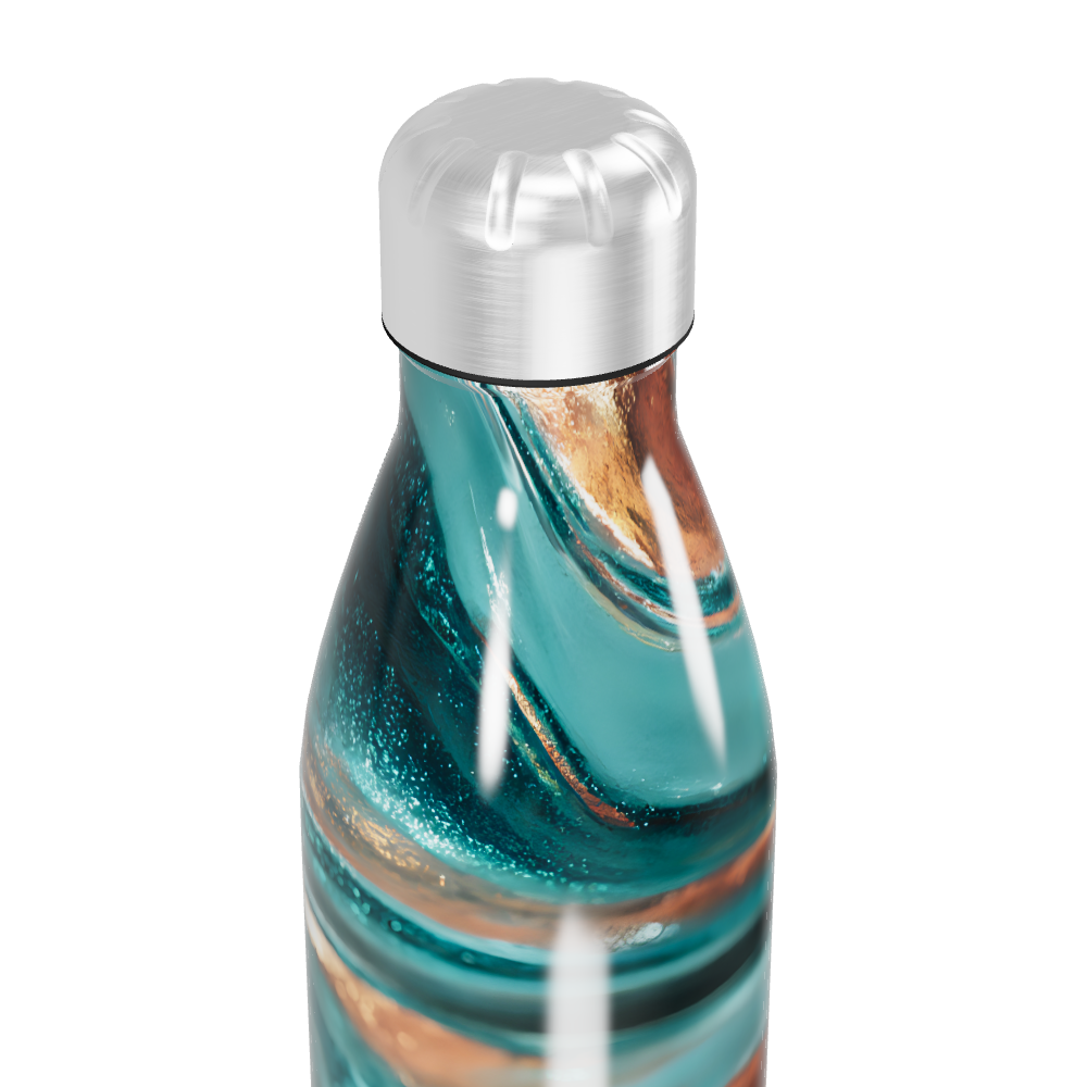 Garrafa Inox - Mármore Verde e Dourado