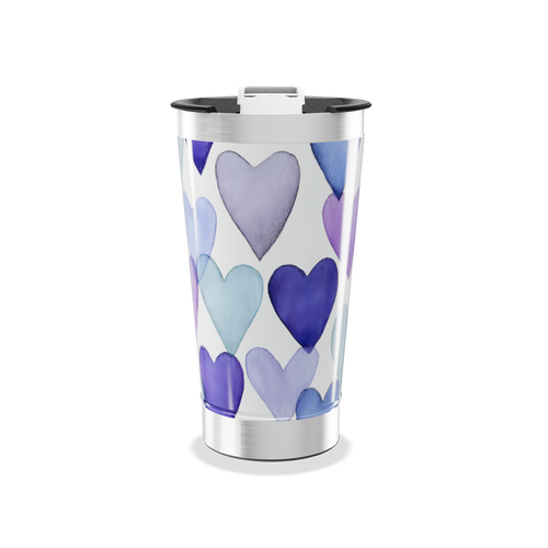 Copo Térmico - Corações Roxos Aço Inox