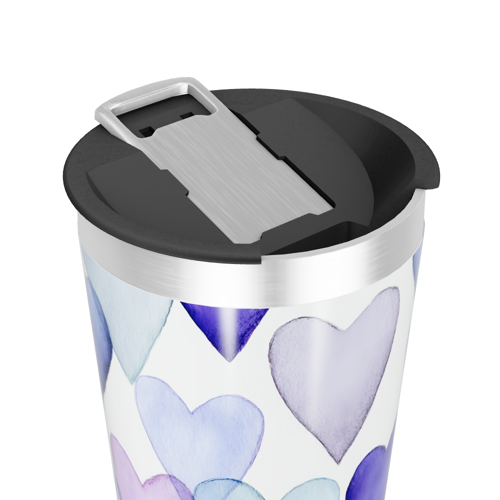 Copo Térmico - Corações Roxos Aço Inox