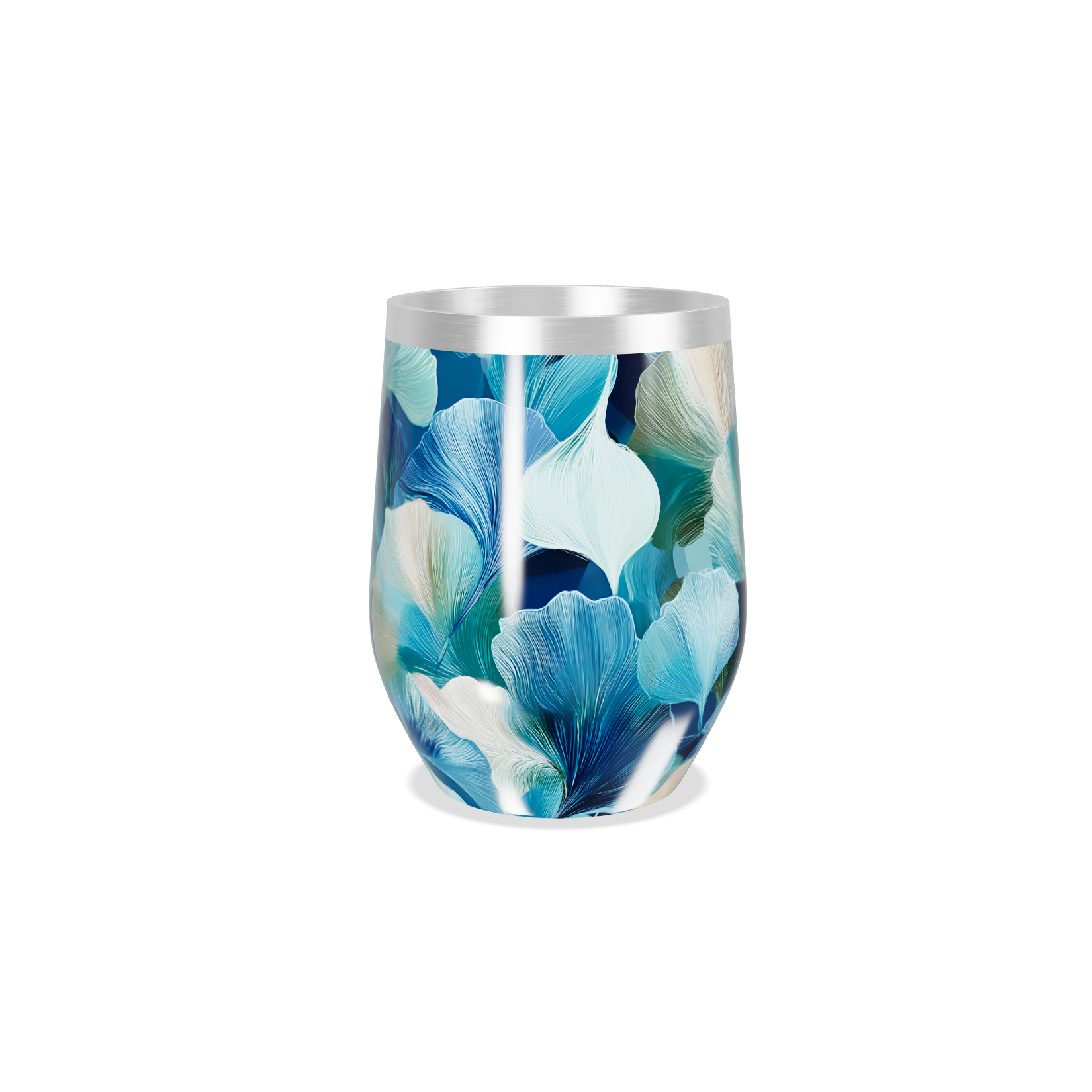 Copo Térmico Slim - Floral Azul Inox