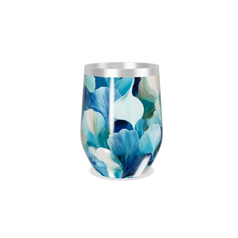 Copo Térmico Slim - Floral Azul Inox