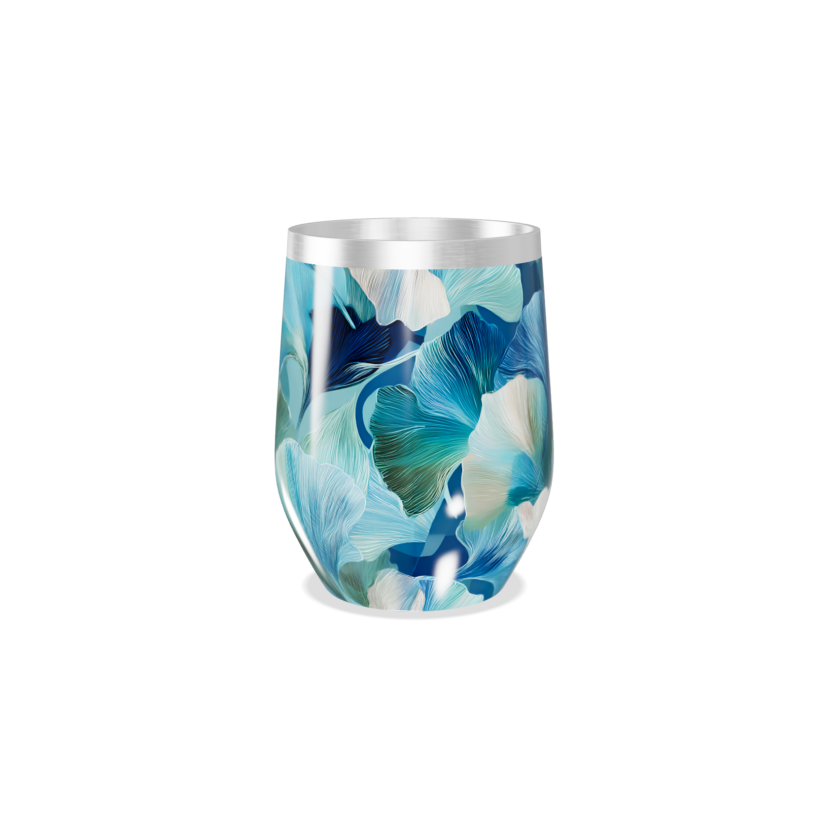 Copo Térmico Slim - Floral Azul Inox