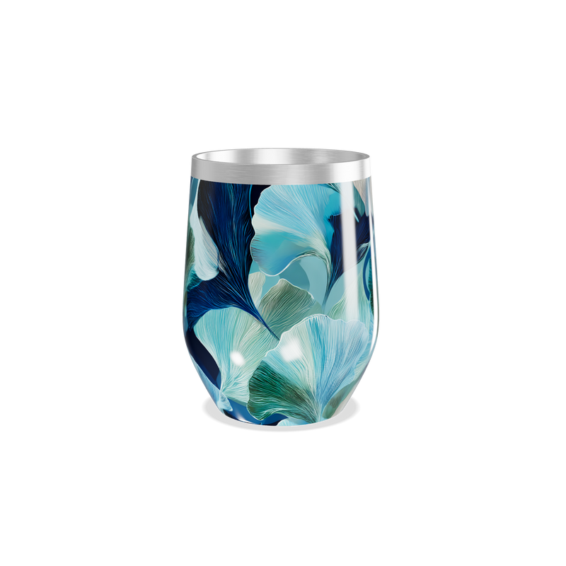 Copo Térmico Slim - Floral Azul Inox