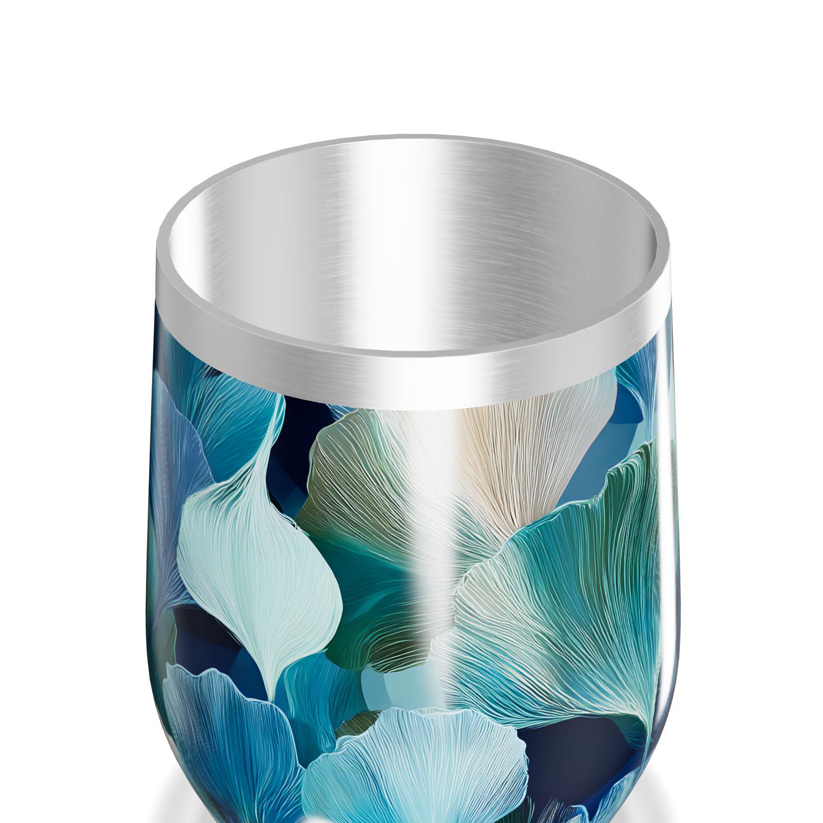 Copo Térmico Slim - Floral Azul Inox
