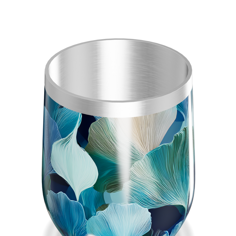 Copo Térmico Slim - Floral Azul Inox
