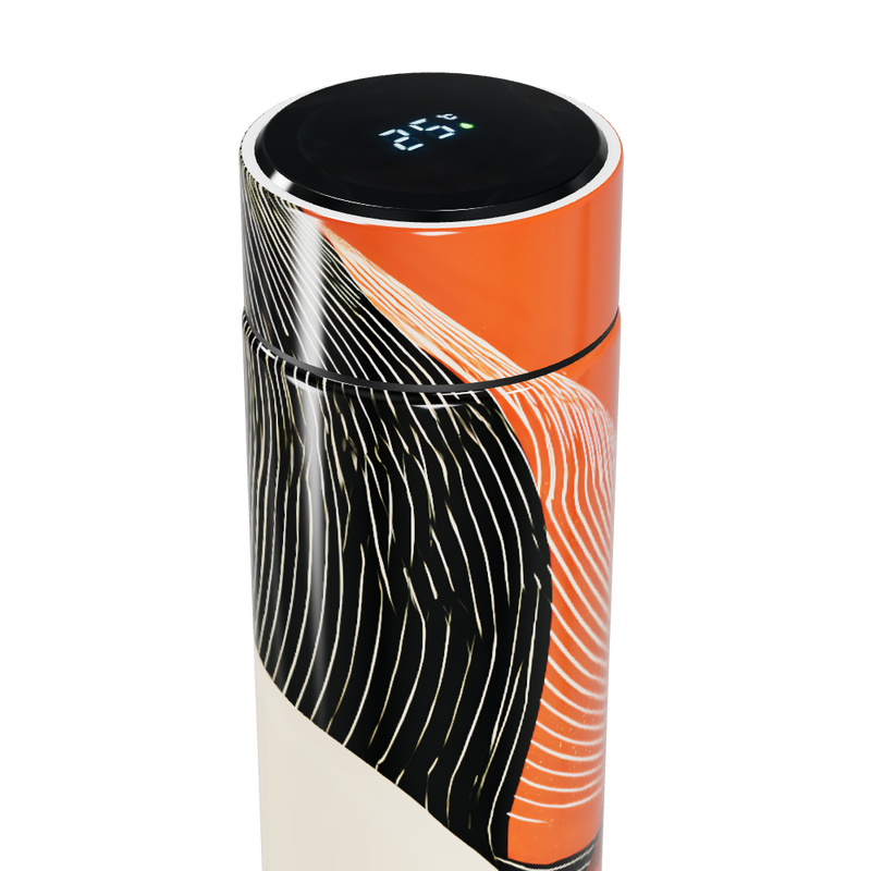 Garrafa Térmica Touch - Laranja com Estampa Abstrata