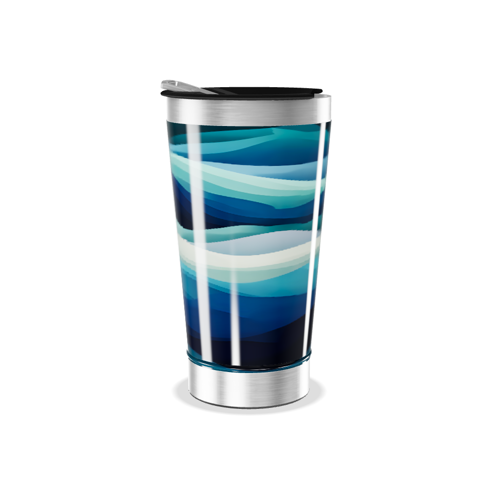 Copo Térmico - Azul Ondas Aço Inox