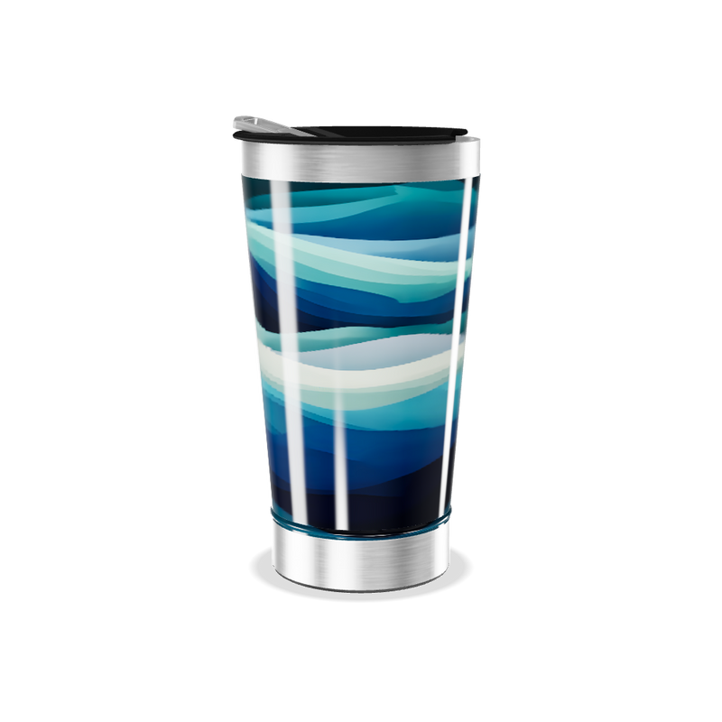 Copo Térmico - Azul Ondas Aço Inox