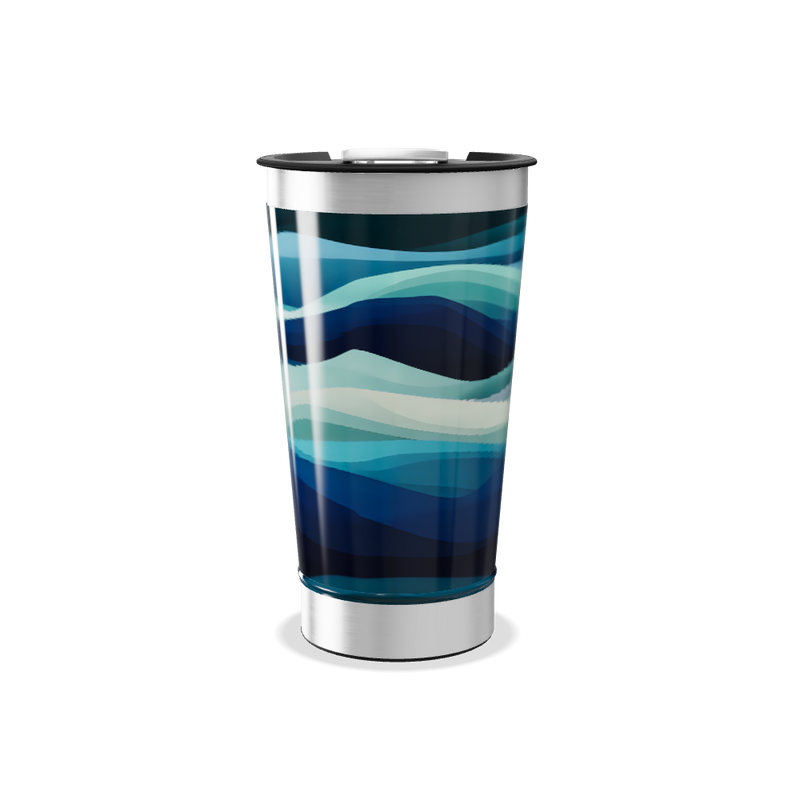 Copo Térmico - Azul Ondas Aço Inox