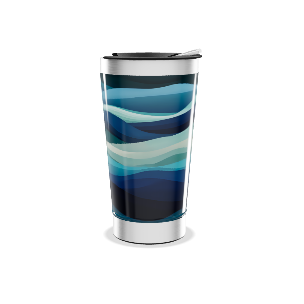 Copo Térmico - Azul Ondas Aço Inox