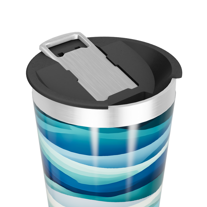 Copo Térmico - Azul Ondas Aço Inox