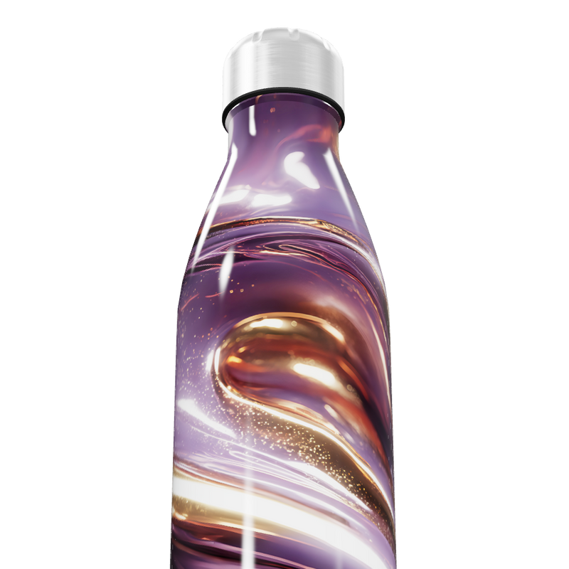 Garrafa Inox - Roxa com Estampa Abstrata