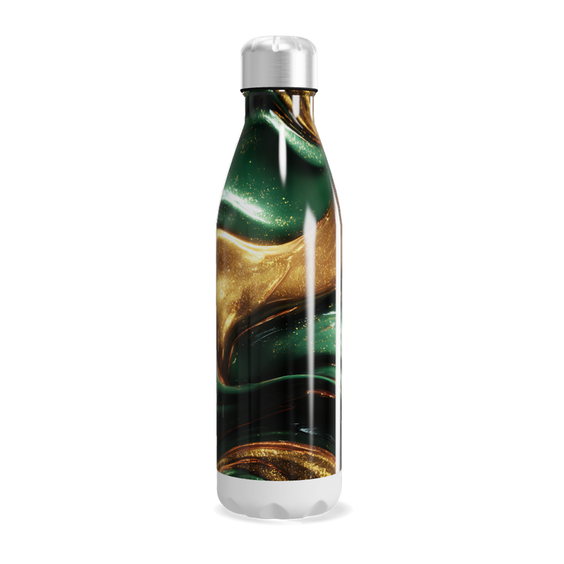 Garrafa Inox - Verde e Dourado Marmorizada
